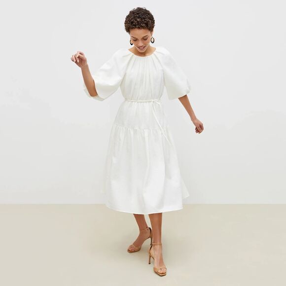 M.M.LaFleur Medina Dress in Cream Size XS/S Boho Bridal Wear to Work Flowy - Picture 1 of 6